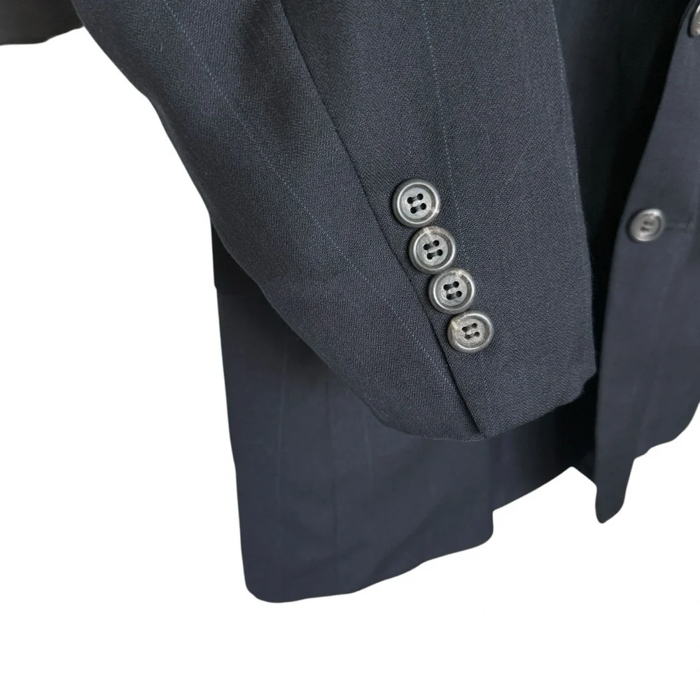 VINTAGE! Polo University Club Ralph Lauren Men's 46R Black Pinstripe Wool Blazer